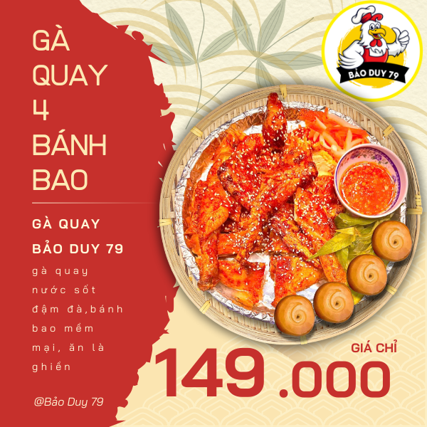 GÀ QUAY 4 BÁNH BAO