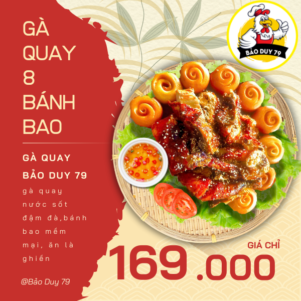 GÀ QUAY 8 BÁNH BAO